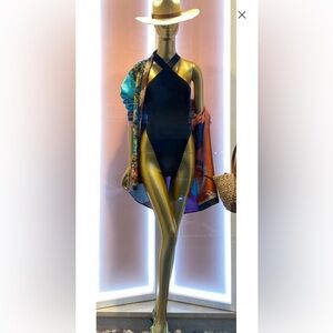 Zimmermann Black Halter Neck Swimsuit. New